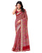 Vasthrlay Georgette Printed Red Saree With Unstitched Blouse Piece