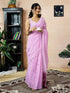 Vasthrlay Chanderi Printed Unstitched Teal Saree