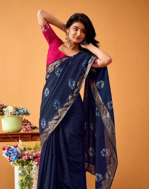 Vasthrlay Weaving Printed Unstitched Maroon Saree