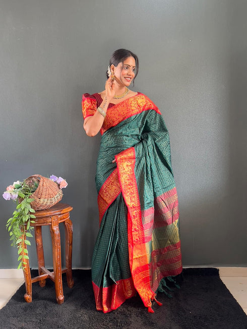Vasthrlay Kanjivaram Traditional Contrast Included
