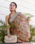 Vasthrlay Womens Printed Unstitched Cream Saree