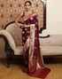 Vasthrlay Kanjivaram Banarasi Wedding Maroon Saree With Unstitched Blouse Piece