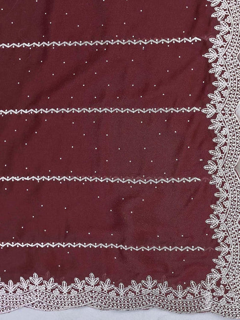 Vasthrlay Georgette Embroidery Wine Saree