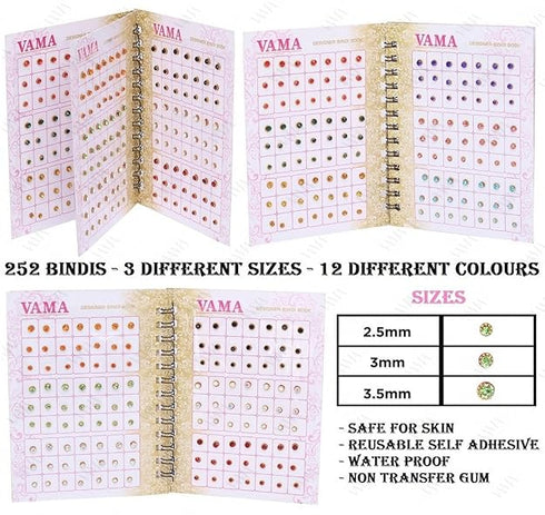 VAMA Multicolour Small Stone Bindis Kumkum Forehead Sticker