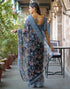 Vasthrlay Chiffon Blouse Maroon Saree