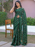 Vasthrlay Chiffon Printed Unstitched Teal Saree