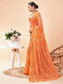 Vasthrlay Chiffon Bandhani Blouse Piece Orange Saree With Unstitched Blouse Piece