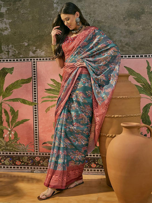 Vasthrlay Shimmer Georgette Unstitched Black Saree