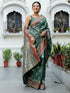 Vasthrlay Banarasi Weaving Unstitched Teal Saree