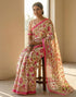 Vasthrlay Womens Printed Unstitched Peach Saree