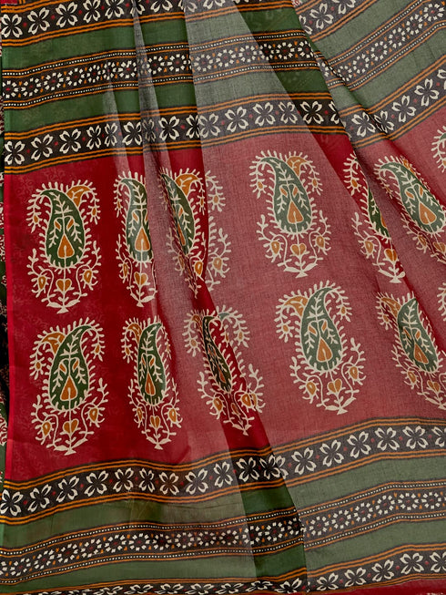 Vasthrlay Cotton Printed Mulmul Saree