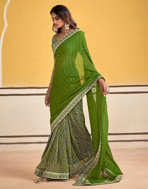 Vasthrlay Georgette Embroidery Unstitched Maroon Saree