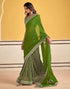 Vasthrlay Georgette Embroidery White And Black Saree With Unstitched Blouse Piece