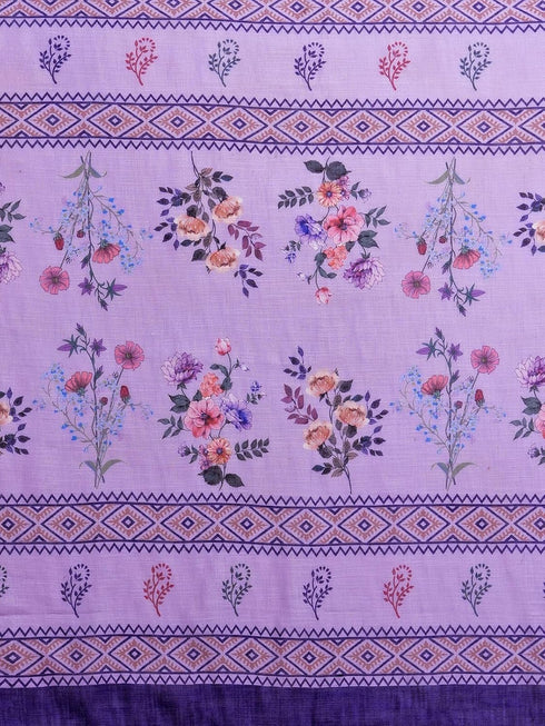 Vasthrlay Weaving Printed Beige Saree