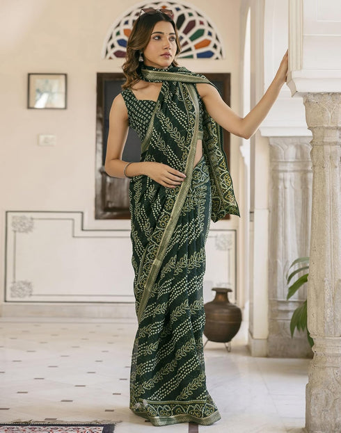 Vasthrlay Georgette Bandhani Unstitched Purple Saree