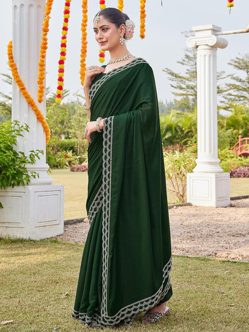 Vasthrlay Georgette Scalloped Yellow Saree