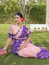 Vasthrlay Womens Printed Unstitched Peach Saree