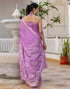 Vasthrlay Womens Striped Unstitched Dusty Pink Saree