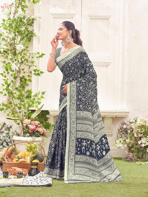 Vasthrlay Womens Printed Unstitched Dusty Pink Saree