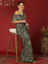 Vasthrlay Georgette Bandhani Dark Green Saree With Unstitched Blouse Piece