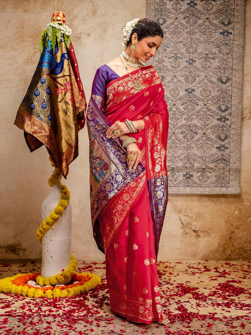 Vasthrlay Weaving Paithani Black Saree