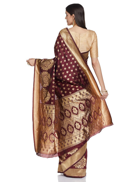 VasthrlayMaroon Banarasi Designing Pari Saree