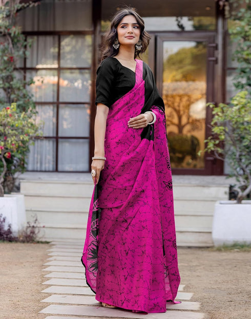 Vasthrlay Womens Printed Unstitched White Saree