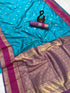 Vasthrlay Kanjivaram Floral Design Contrast Seagreen