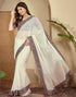 Vasthrlay Embroidery Chiffon Unstitched Off White Saree