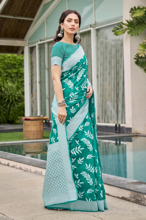 Vasthrlay Banarasi Seagreen Ethnic Wear