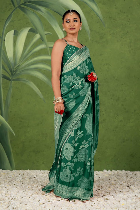 Vasthrlay Fashion Chiffon Georgette Green Ethnic Wear