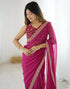 Vasthrlay Embroidery Georgette Unstitched Sky Blue Saree