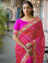 Vasthrlay Bandhani Embroidery Red Saree
