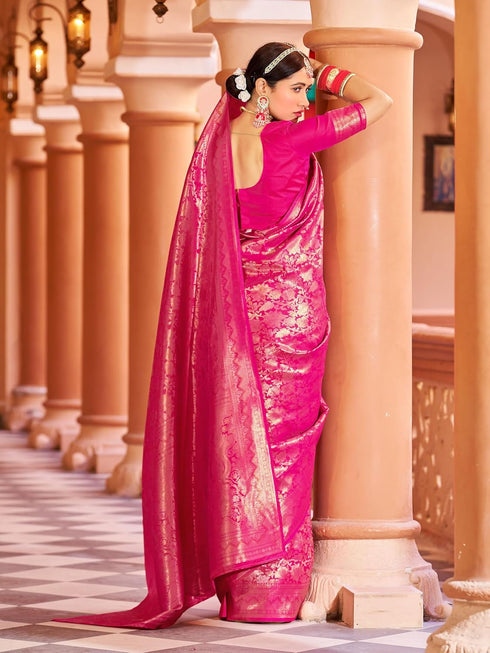 Vasthrlay Women's Kanjivaram Designer Unstitched Saree
