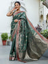 Vasthrlay Banarasi Weaving Unstitched Teal Saree