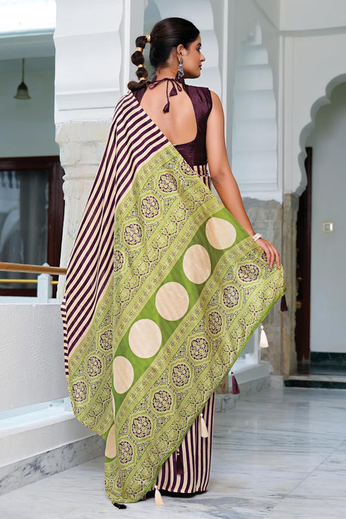Vasthrlay Fashion Stripes Printed Ethnic Wear