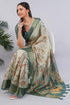 Vasthrlay Off White Striped | Floral | Solid Print Design Linen Saree