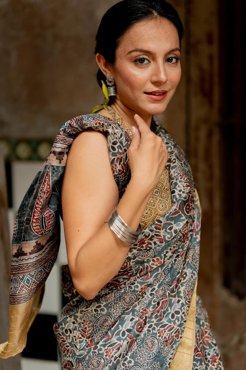 Vasthrlay Fashion Handloom Printed Dusty Ethnic Wear