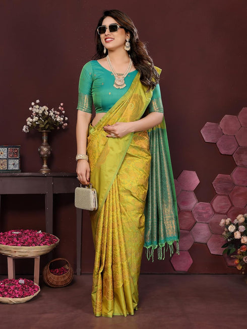 Vasthrlay Kanjivaram Unstitched Piece Blue