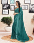 Vasthrlay Printed Striped Unstitched Peach Saree