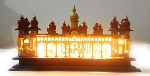 Crafts India® Handcrafted channapatna Wooden Mysore Palace Model with Lighting,channapatna Toys/Dolls- 21 X 12 cms