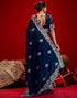 Vasthrlay Embroidery Scalloped Unstitched Maroon Saree