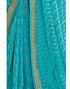 Vasthrlay Georgette Leheriya Blue Saree With Unstitched Blouse Piece