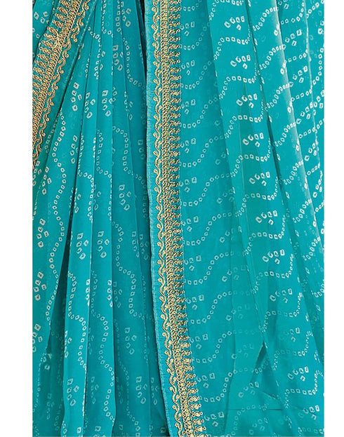 Vasthrlay Georgette Leheriya Unstitched Blue Saree