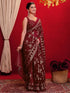 Vasthrlay Georgette Printed Maroon Saree With Unstitched Blouse Piece