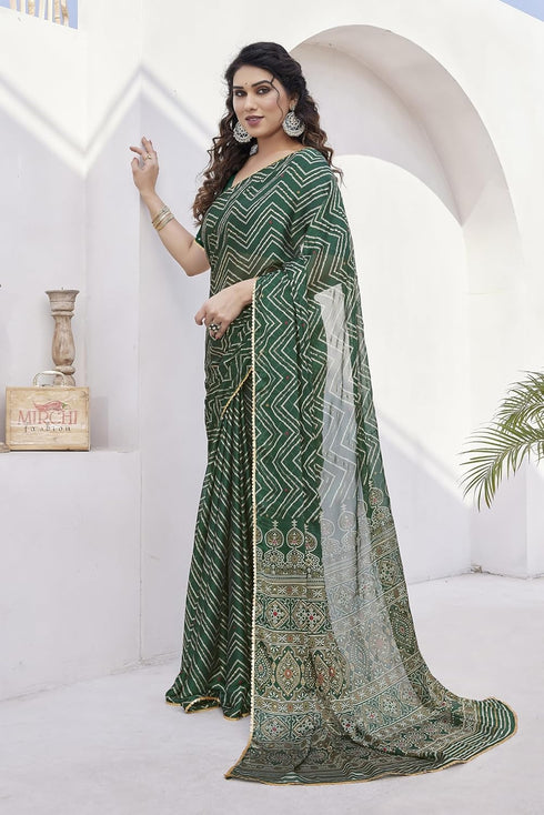 Vasthrlay Fashion Chiffon Chevron Printed Ethnic Wear