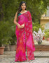 Vasthrlay Georgette Bandhani Pink Saree With Unstitched Blouse Piece