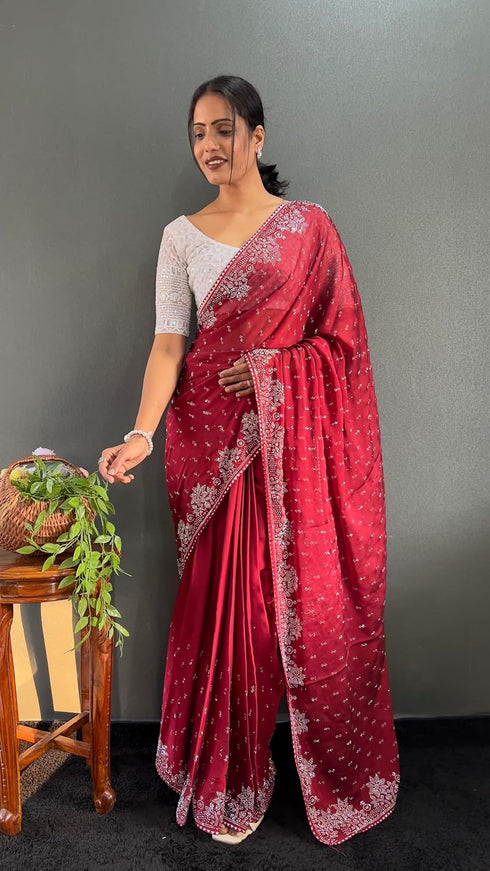 Vasthrlay Designer Georgette Border Traditional