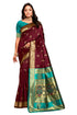 Vasthrlay Kanjivaram Nath Paithani Violet Pink Saree With Blouse Piece