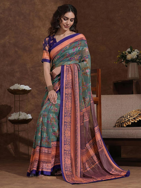 Vasthrlay Georgette Light Turquoise Saree